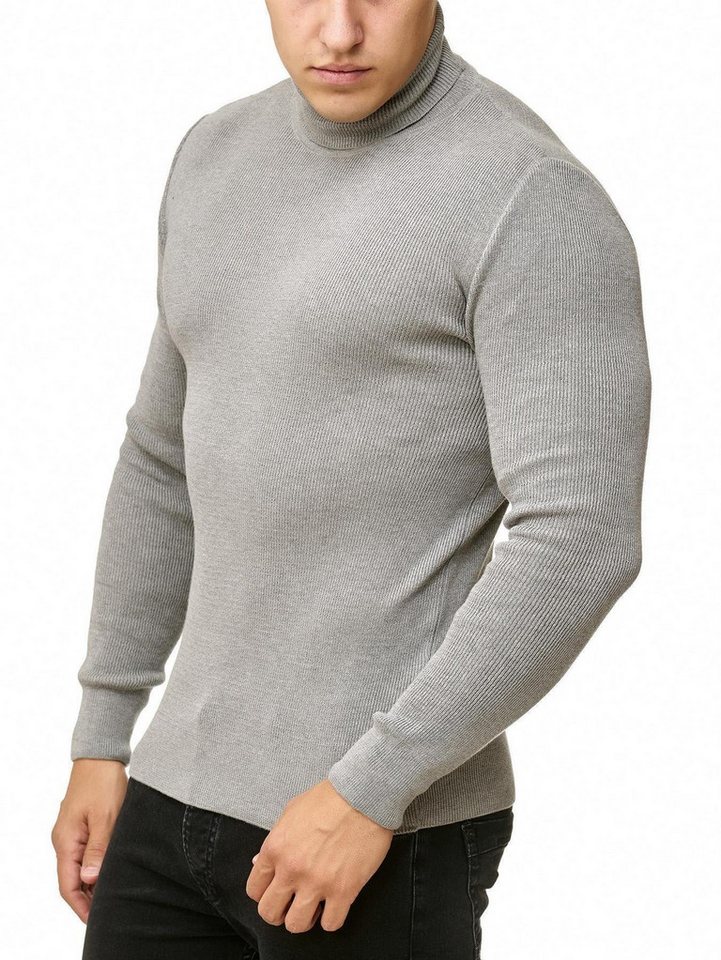 RedBridge Strickpullover Herren Strickpullover Rollkragen Slim Fit Grau L von RedBridge