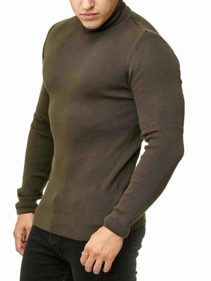 RedBridge Strickpullover Herren Strickpullover Rollkragen Slim Fit Khaki L von RedBridge