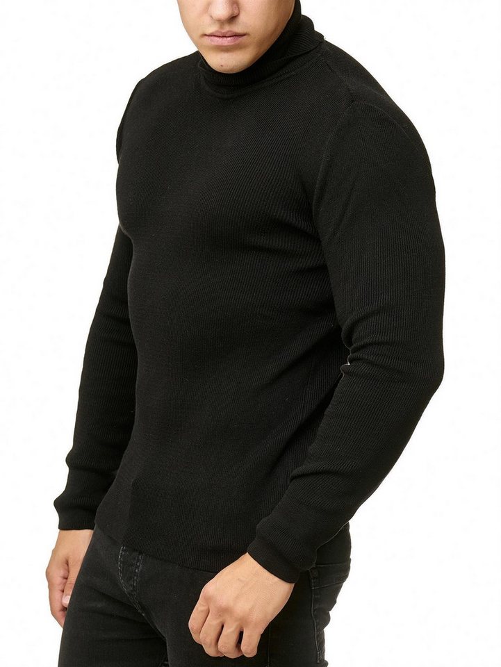 RedBridge Strickpullover Herren Strickpullover Rollkragen Slim Fit Schwarz L von RedBridge