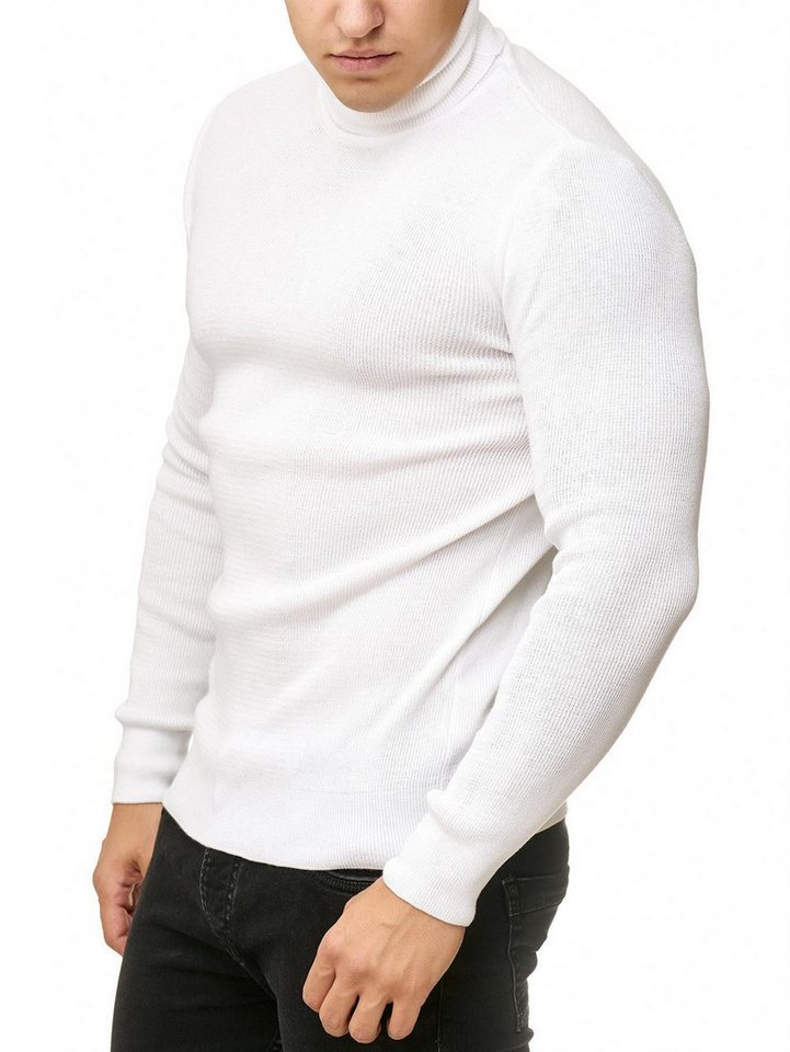 RedBridge Strickpullover Herren Strickpullover Rollkragen Slim Fit Weiß L von RedBridge