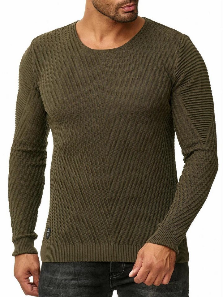 RedBridge Strickpullover Herren Strickpullover Rundhals Khaki L von RedBridge