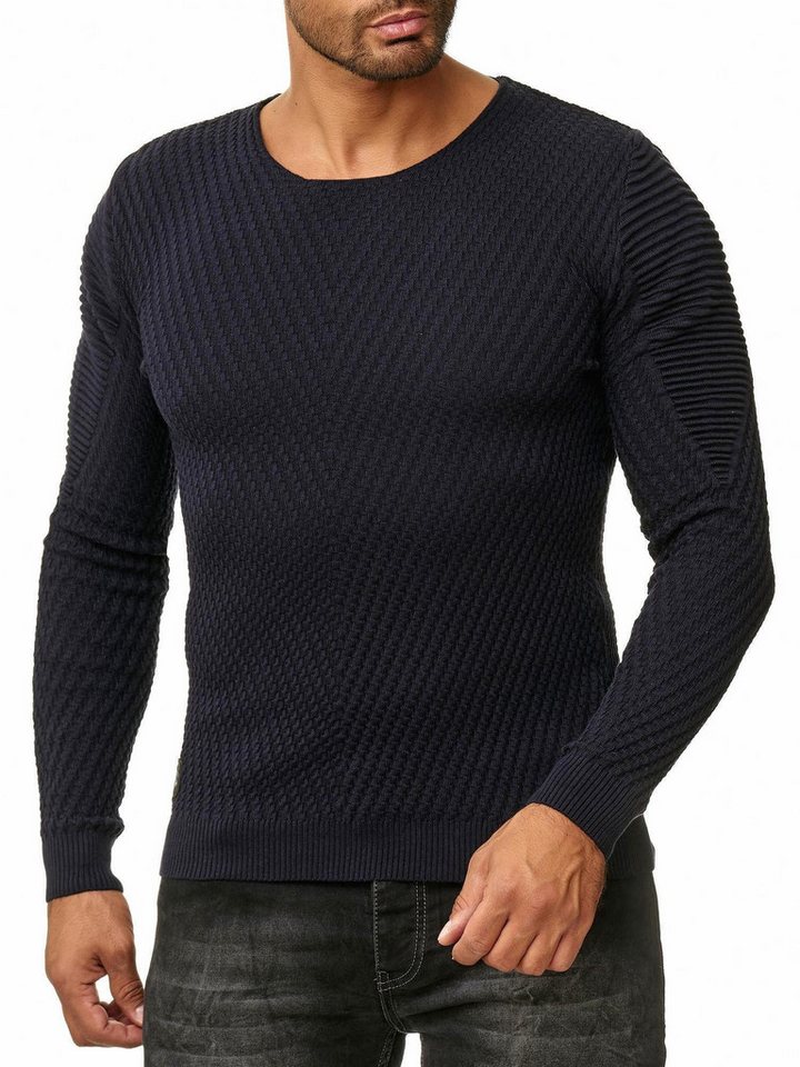 RedBridge Strickpullover Herren Strickpullover Rundhals Navyblau L von RedBridge