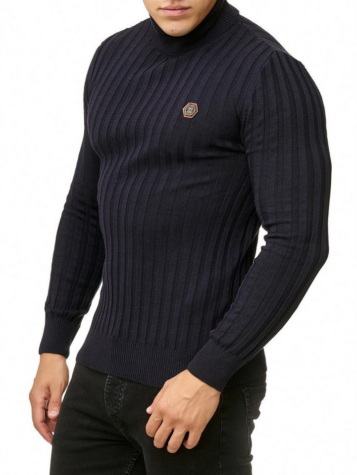 RedBridge Strickpullover Rollkragen Strickpullover mit Logopatch Navy XL hoher Rollkrage von RedBridge