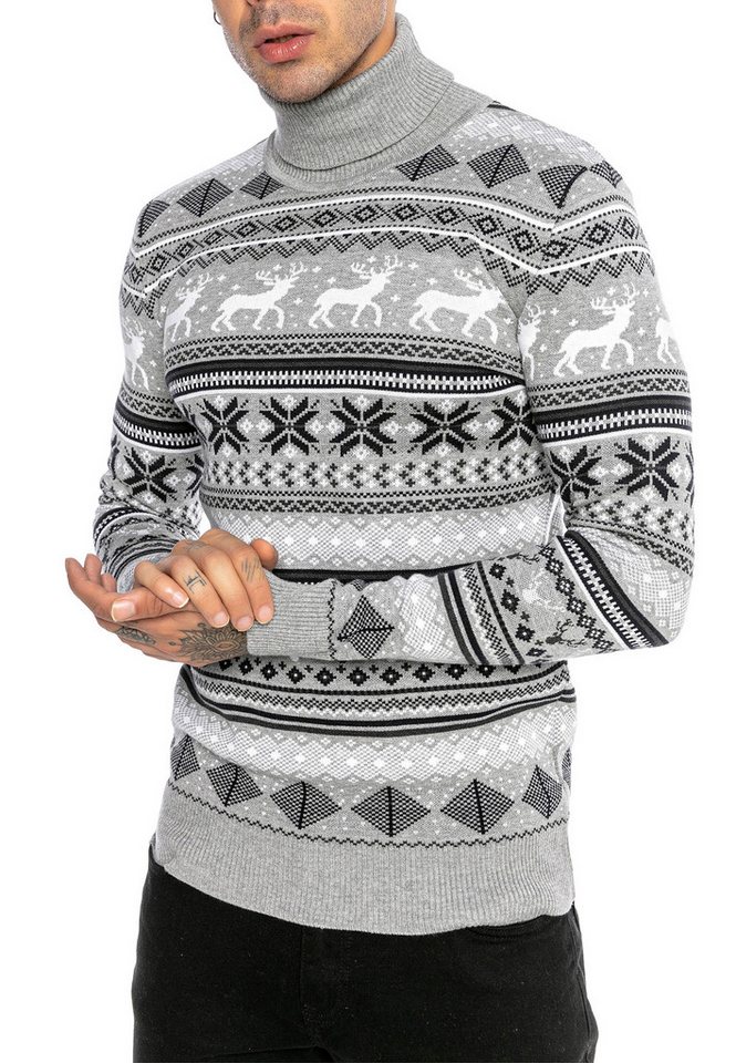 RedBridge Strickpullover mit Rollkragen Festliches Norwegermuster Weihnachtlich von RedBridge