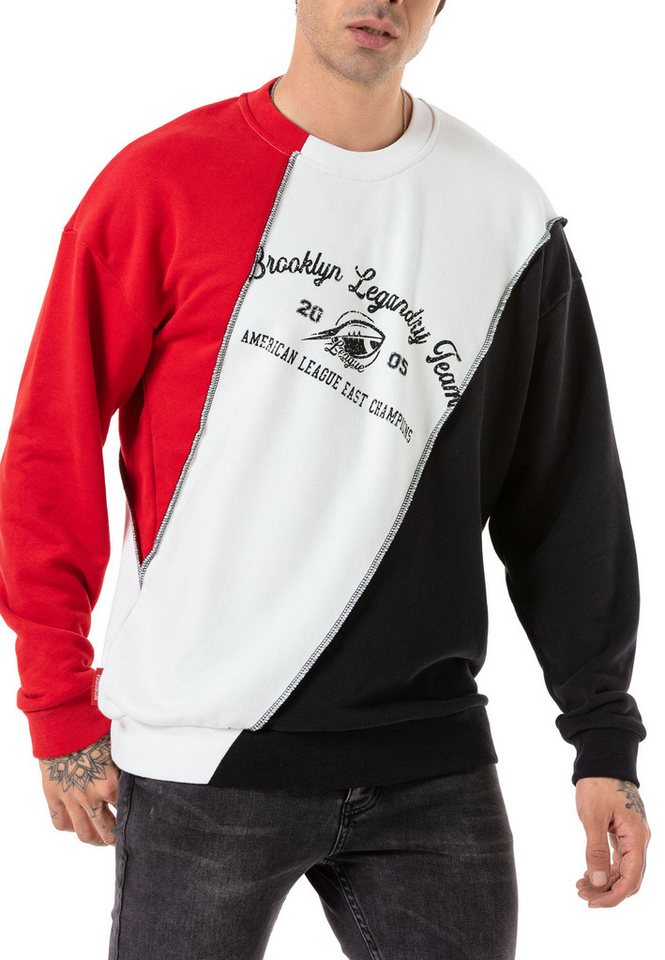 RedBridge Sweatshirt im Colorblock Design Stylischer Pullover mit Patchwork Look von RedBridge