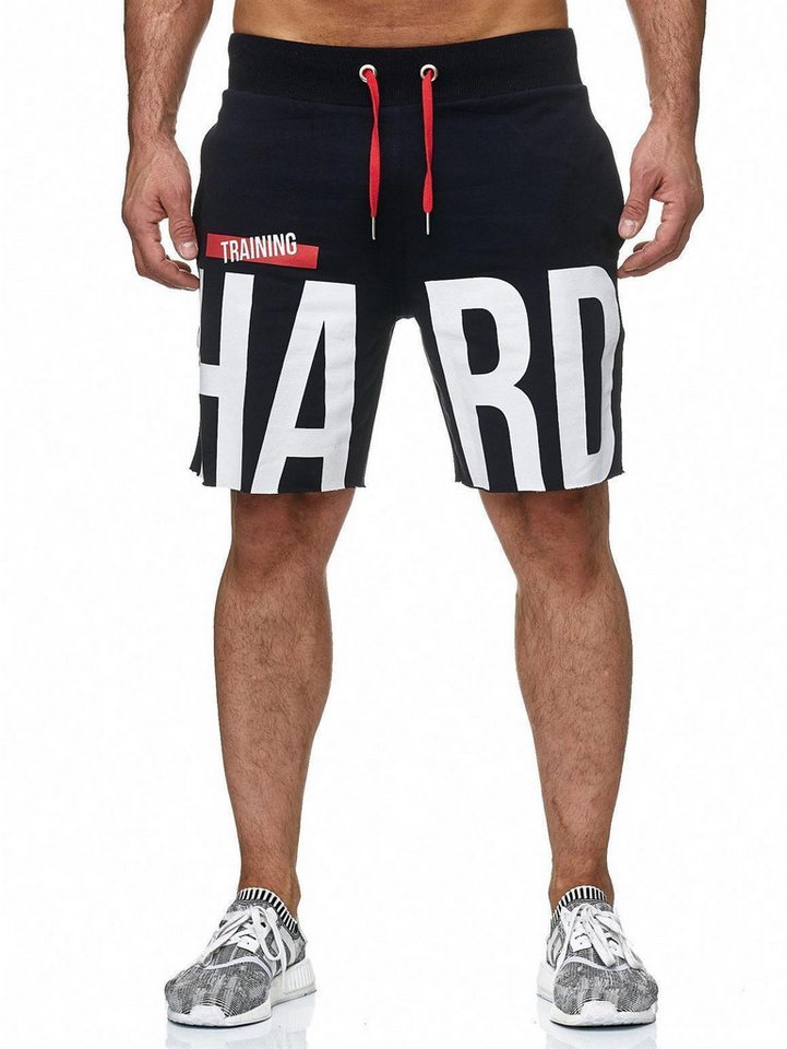 RedBridge Sweatshorts Red Bridge Herren Short Kurze Hose Sweatpant Jogginghose farbiger Tunnelzug, elastischer Bund, fransige Beinenden von RedBridge