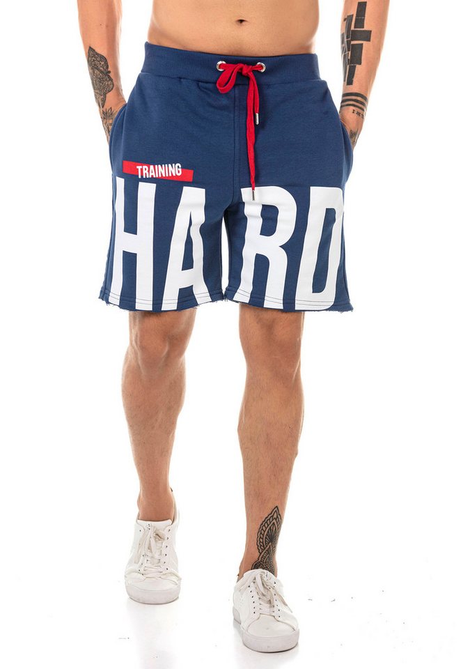 RedBridge Sweatshorts Red Bridge Herren Short Kurze Hose Sweatpant Jogginghose farbiger Tunnelzug, elastischer Bund, fransige Beinenden von RedBridge