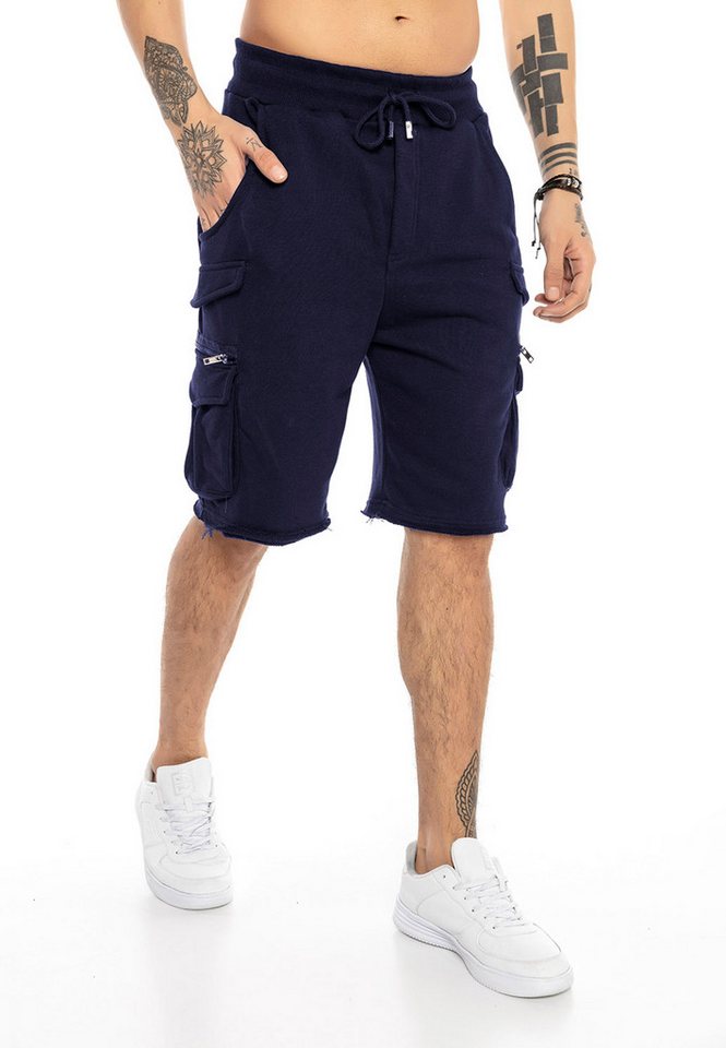 RedBridge Sweatshorts Red Bridge Herren Shorts Kurze Hose Cargo Sweatpants Dekoreißverschlüsse von RedBridge