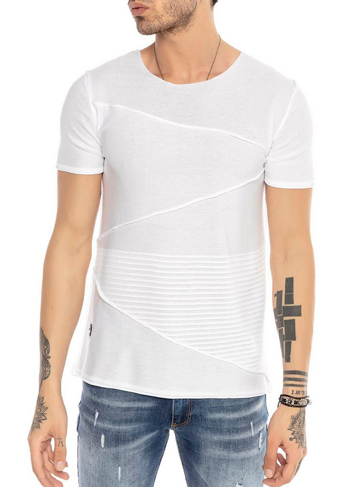 RedBridge T-Shirt mit Relief-Details - Slim Fit, Rundhals Ton-in-Ton-Struktur von RedBridge