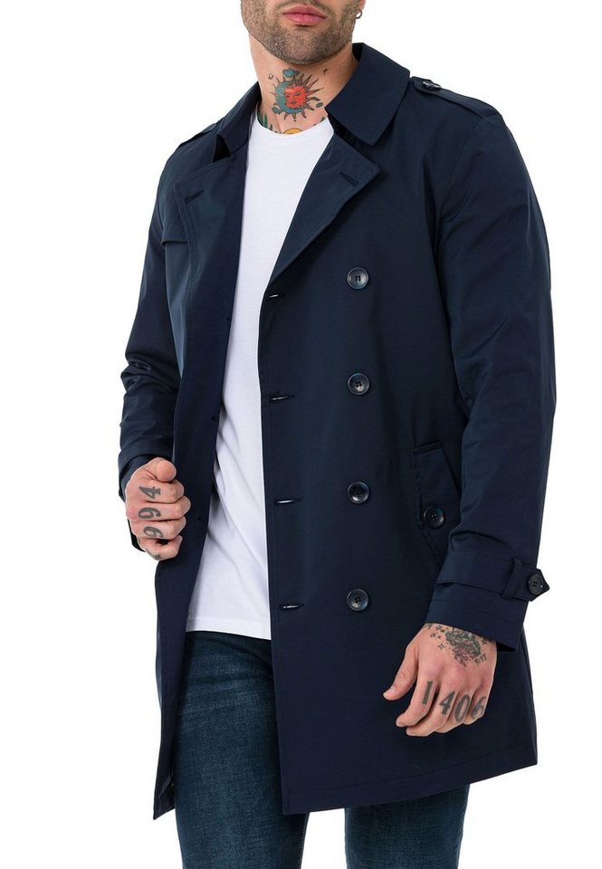 RedBridge Trenchcoat Red Bridge Herren Mantel Trenchcoat Jacke Navyblau L von RedBridge