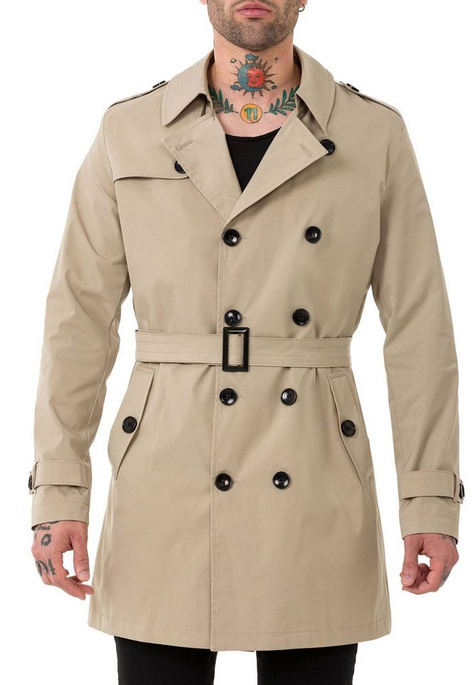 RedBridge Trenchcoat Red Bridge Herren Mantel Trenchcoat Jacke Beige L Premium Qualität von RedBridge