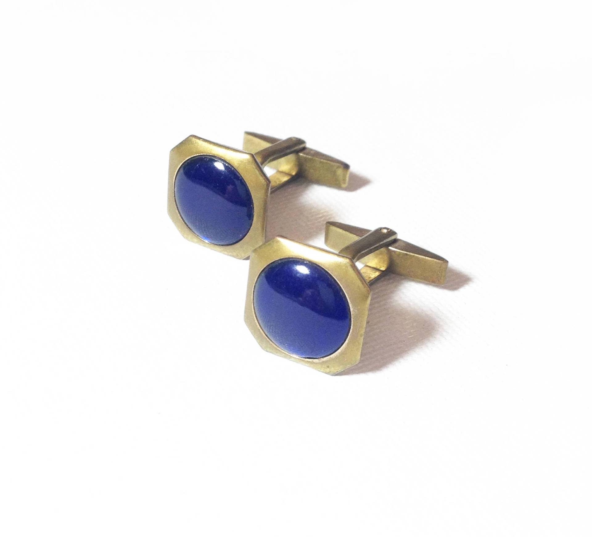 Vintage Manschettenknöpfe Mit Blauem Cabochon von RedDogVintage