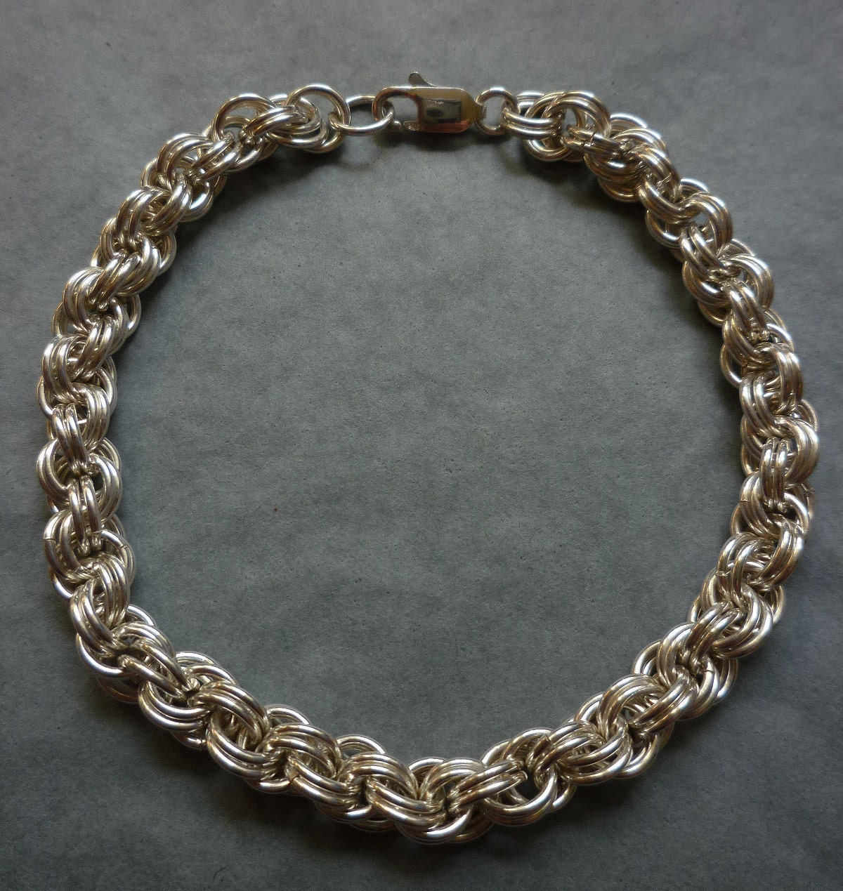 Chain Maille Armband in Sterlingsilber, Doppelseil Muster Chain Maille Armband in Sterlingsilber, Doppelseil Muster von RedEarthStudios