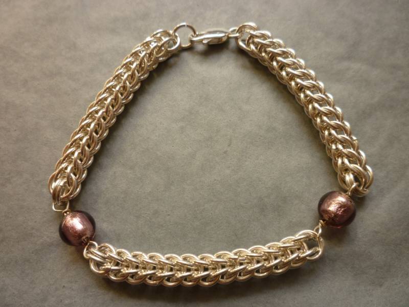 Chain Maille Und Murano Glas Perlen Armband in Sterlingsilber Chain Maille Und Murano Glas Perlen Armband in Sterlingsilber von RedEarthStudios