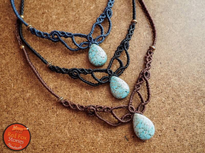 Aschera | Türkis Makramee Halsband, Halskette, Stein, Schmuck, Heilschmuck, Boho Halskette Aschera | Türkis Makramee Halsband, Halskette, Stein, Schmuck, Heilschmuck, Boho Halskette von RedFoxStories