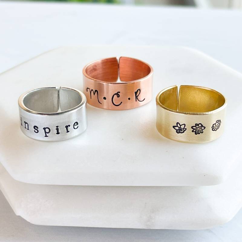 Dicker Anpassbarer Ring | 3/8"Band Personalisiert Messing Aluminium Kupfer Verstellbarer Benutzerdefinierte Größe Handgestempelt Dicker Anpassbarer Ring | 3/8"Band Personalisiert Messing Aluminium Kupfer Verstellbarer Benutzerdefinierte Größe Handgestempelt von RedGiraffeDesigns