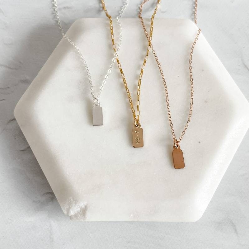 Hand Gestempelt Tag Halskette | Zierliche Monogramm Personalisierte Symbole Gold Gefüllt Roségold Filled Sterling Silber Hand Gestempelt Tag Halskette | Zierliche Monogramm Personalisierte Symbole Gold Gefüllt Roségold Filled Sterling Silber von RedGiraffeDesigns