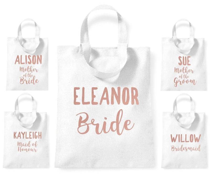 Personalisierte Braut Brautjungfer Mutter Bräutigam Trauzeugin Name Kleine Kurze Leichte Mini Geschenk Einkaufstasche Jeder Name Henne von RedLeaderUK