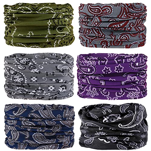 6 Stück Nahtlose Bandanas Multifunktionstuch Schal - Elastiche Multifunktion Stirnband Gaiter Balaclava Gesichtsmaske Kopfbedeckung UV Residenz für Yoga Laufen Wandern Radfahren Motorradfahren von RedMaple