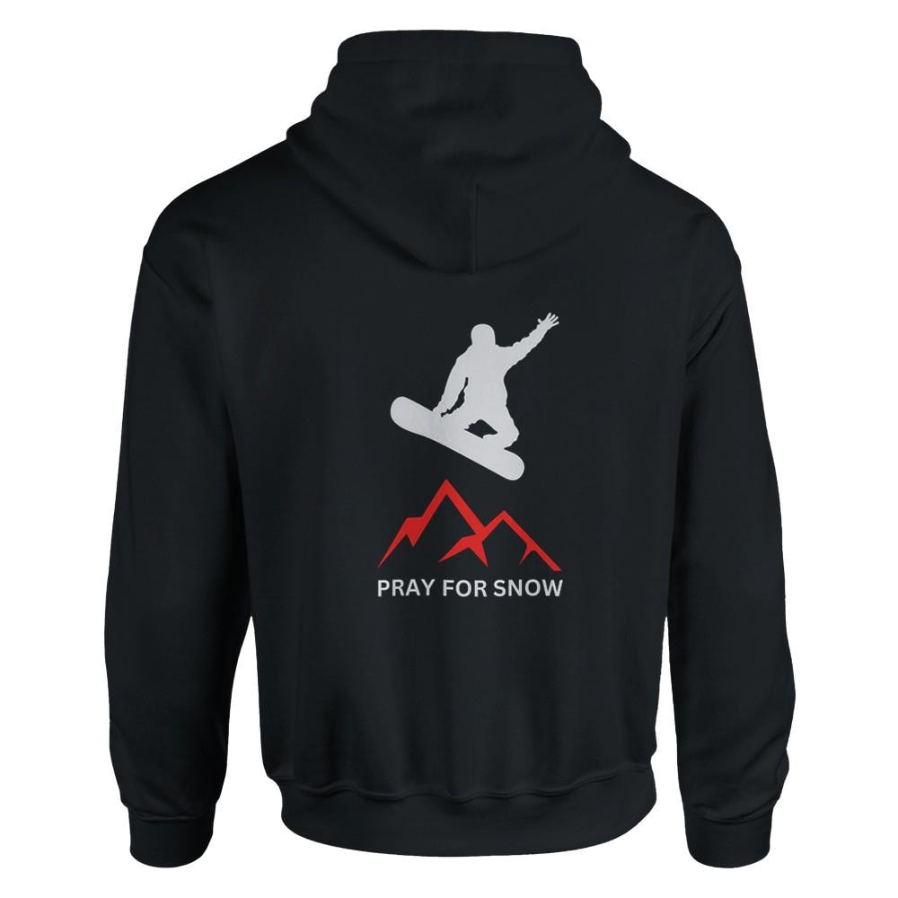 Schwarzer Hoodie Snowboard - Pray For Snow Schnee, Ski, Winter Pulli, Kapuzenpulli, Pullover, Mann, Frau, Kind, Geschenk Vater Sohn Sport von RedMountainStreet