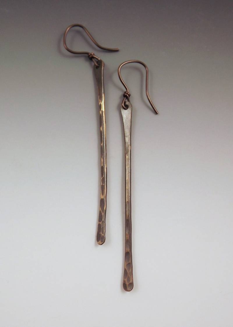 Zweig Ohrringe - Rauchpatina - Nu Gold Messing - Lang & Elegant - Erdige Ohrringe von RedPaw