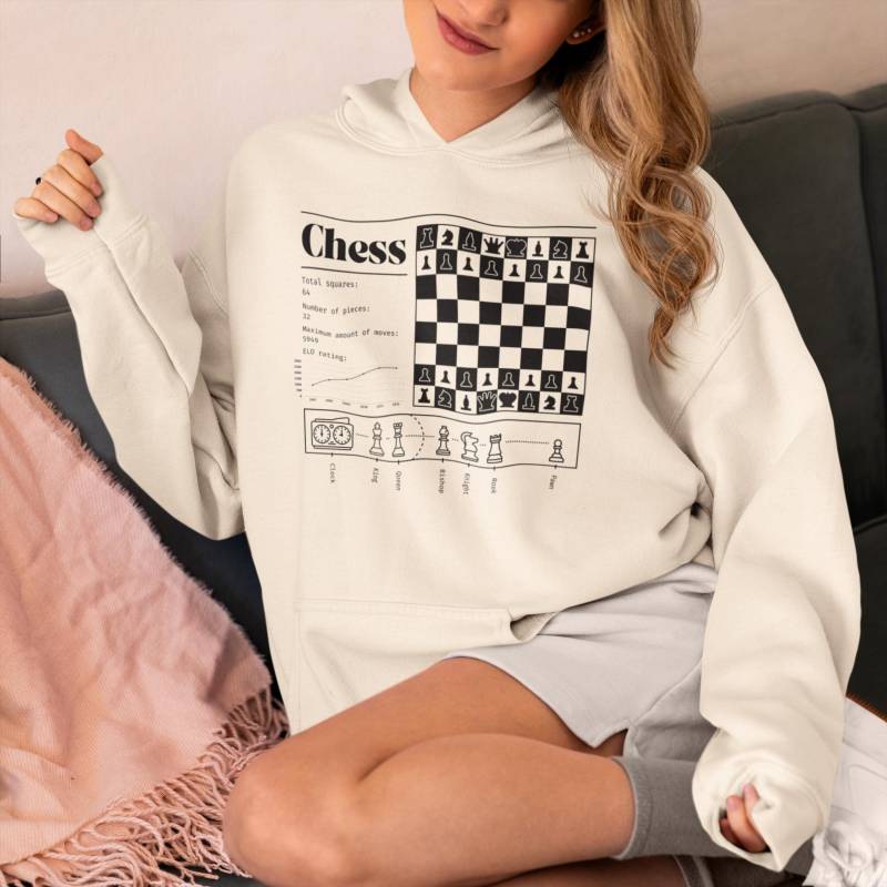 Unisex Schach Hoodie Retro Schema Sweatshirt Geschenk Vintage Diagramm Schachspieler von RedRookCo