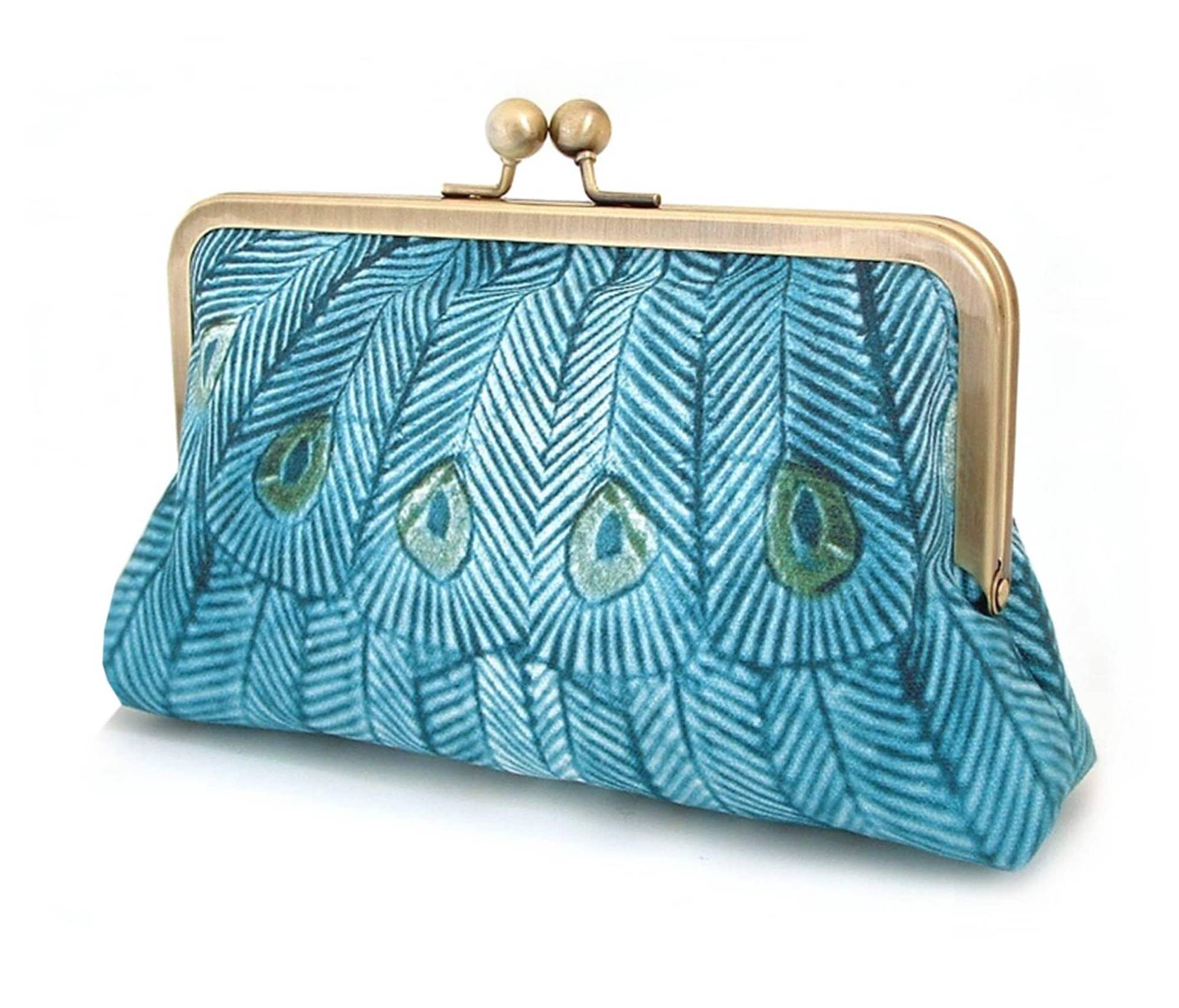 Blaugrüne Pfauentasche, Blaue Pfauenfedertasche Mit Kettengriff Blaugrüne Pfauentasche, Blaue Pfauenfedertasche Mit Kettengriff von RedRubyRose
