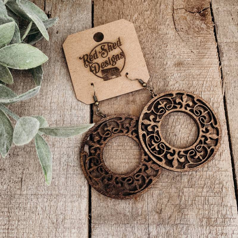 Boho Holz Ohrringe Leichte Hoop Kreis, Feminine Details Boho Holz Ohrringe Leichte Hoop Kreis, Feminine Details von RedShedDesignsShop