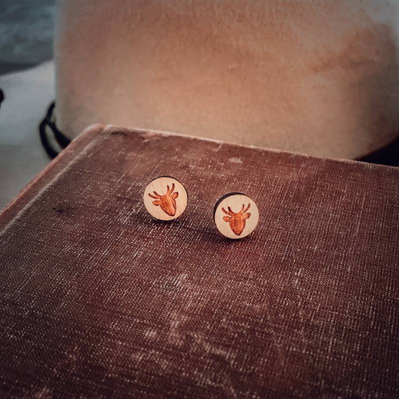 Hirsch Birke Holz Runde Ohrstecker, Urlaub/Weihnachten Rentier - Jagd Hirsch Birke Holz Runde Ohrstecker, Urlaub/Weihnachten Rentier - Jagd von RedShedDesignsShop