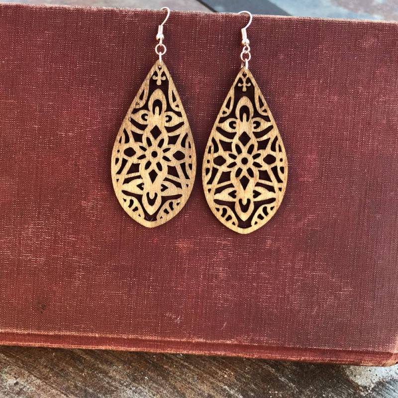 Lange Birch Holz Ohrringe, Natur, Boho Ohrringe von RedShedDesignsShop