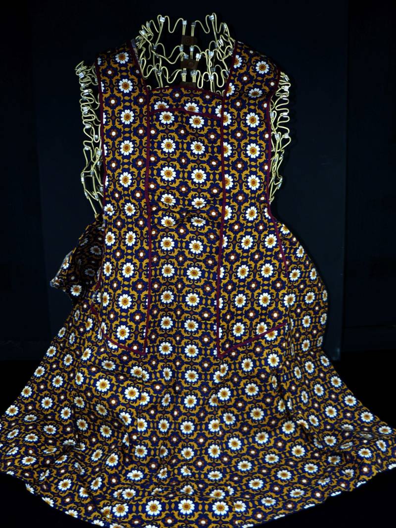 Midcentury Küchen-Schürze Baumwolle Blau Geblümt 60Er Jahre von RedTigerRetro