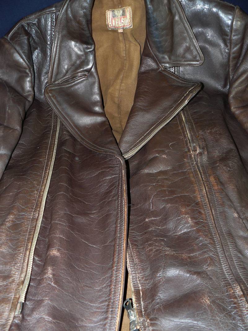 Vintage Motorradjacke Haelsonherren Gr.54 Dunkelbraun Echtleder 40Er Jahre Rar von RedTigerRetro