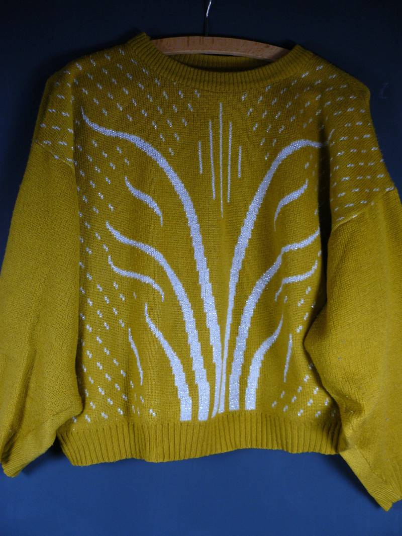 Vintage Pulli Strickpullover Senffarben Oversized 70Er Jahre von RedTigerRetro