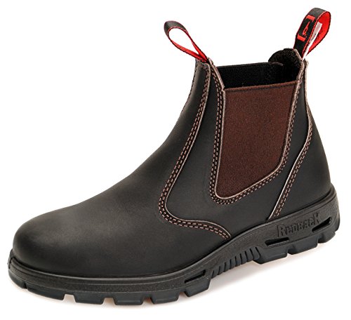 Redback BUBOK Offroad Chelsea Boots - Arbeitsschuhe Work Boots aus Australien - Unisex - Claret Brown | Schwarze Sohle | Black Sole von Redback