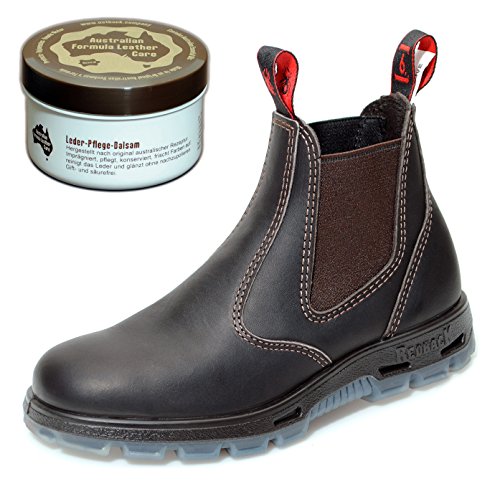 Redback UBOK Work Boots aus Australien - Unisex + Lederpflege - Claret Brown - UK 10.5 / EU 45.0 von Redback