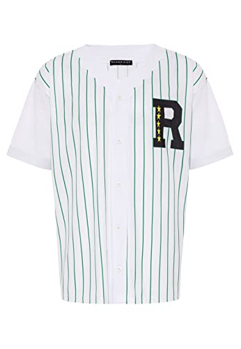 Baseballshirt Trikot gestreift T-Shirt Hemd Weiß-Grün L von Redbridge