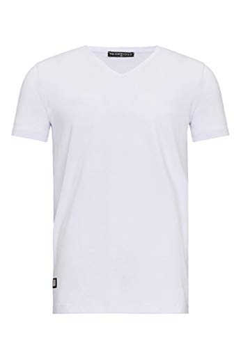 Basic T-Shirt Herren mit V-Ausschnitt Atmungsaktiv Baumwolle Regular Fit Weiß XXL von Redbridge