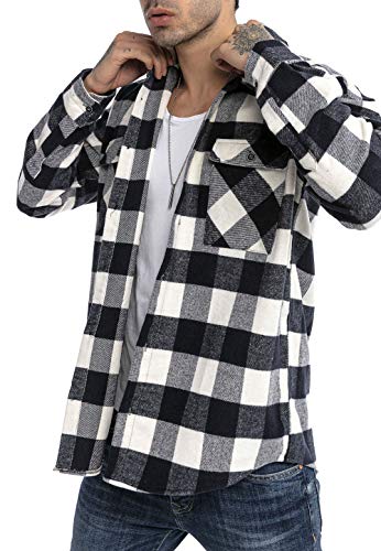 Hemd für Herren Freizeithemd Holzfällerhemd Kariert Plaid Shirt Vintage Blau-Weiß L von Redbridge