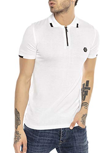 Herren Designer Poloshirt T-Shirt Sportiv Casual Kurzarm Strick Regular Fit Weiß XXL von Redbridge