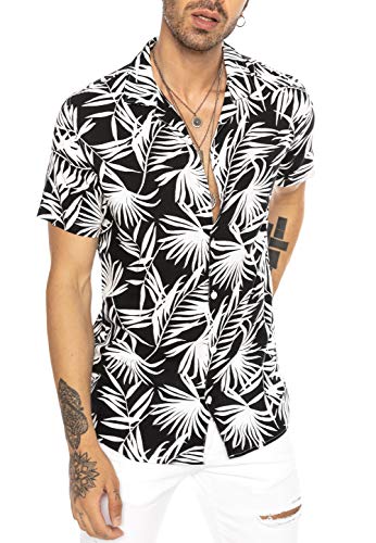 Herren Hawaii Hemd Kurzarm Shirt Design Aloha Casual Schwarz XL von Redbridge