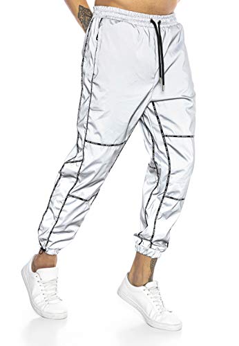 Herren Jogging Hose Sweat Pants Jogger Streetstyle Design Moon Walk Silber XL von Redbridge