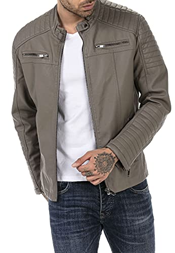 Redbridge Bikerjacke für Herren Kunstleder-Jacke Übergangsjacke Reißverschluss Grau XXL von Redbridge