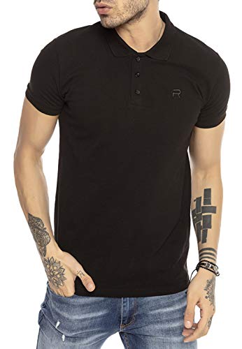 Herren Poloshirt Polo T-Shirt Basic Classy R-Logo Schwarz XXL von Redbridge