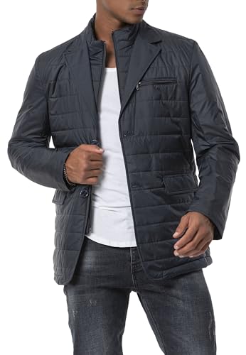 Herren Steppjacke Eleganter Blazer-Stil mit Daunenoptik Leichte Übergangsjacke Blau XL von Redbridge
