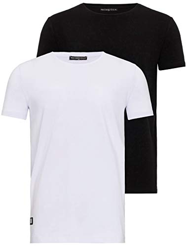 2er-Pack Basic T-Shirt Herren mit Rundhalsausschnitt Atmungsaktiv Baumwolle 1x Schwarz 1x Weiß L 1x Schwarz 1x Weiß XL von Redbridge