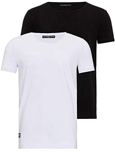 Herren T-Shirt 2er Pack lockerer Rundhals Regular Fit 1x Schwarz 1x Weiß L von Redbridge