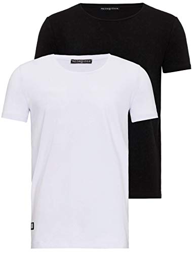2er-Pack Basic T-Shirt Herren mit Rundhalsausschnitt Atmungsaktiv Baumwolle 1x Schwarz 1x Weiß L 1x Schwarz 1x Weiß XL von Redbridge