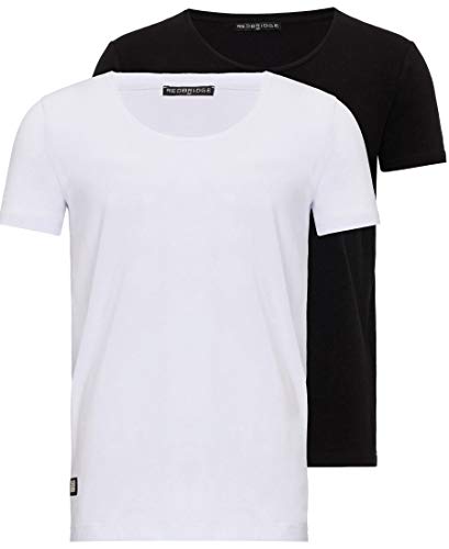 Herren T-Shirt 2er Pack mit weitem Rundhals Regular Fit 1x Schwarz 1x Weiß S von Redbridge