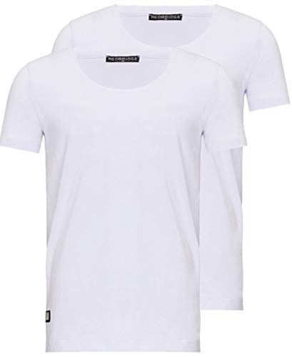 Herren T-Shirt 2er Pack mit weitem Rundhals Regular Fit 2X Weiß S von Redbridge