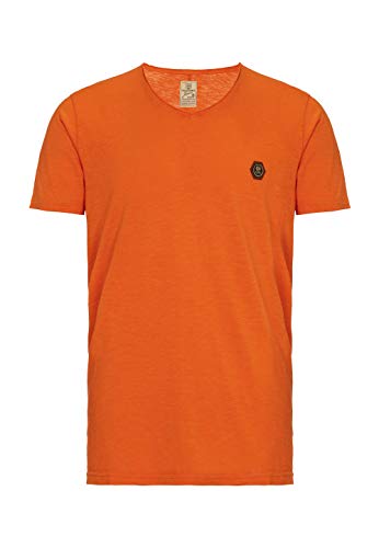 Herren T-Shirt Casual Leichter V-Ausschnitt Baumwolle Urban Style Blau L von Redbridge